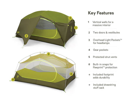 Nemo Aurora Backpacking Tent & Footprint 3-Person - Green  三人露營帳篷連營地墊 - 綠色